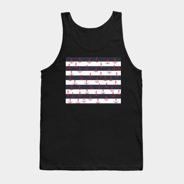 Anchors, Nautical Tank Top by 47Merch